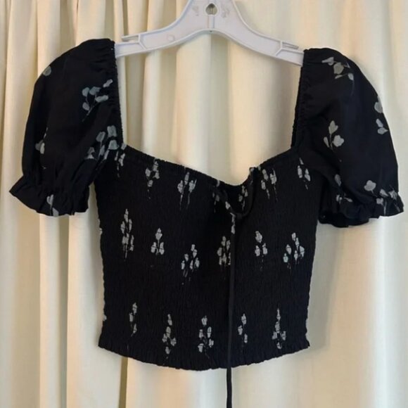 Wilfred Tops - Wilfred Smocked puff-sleeve summer top cropped size small